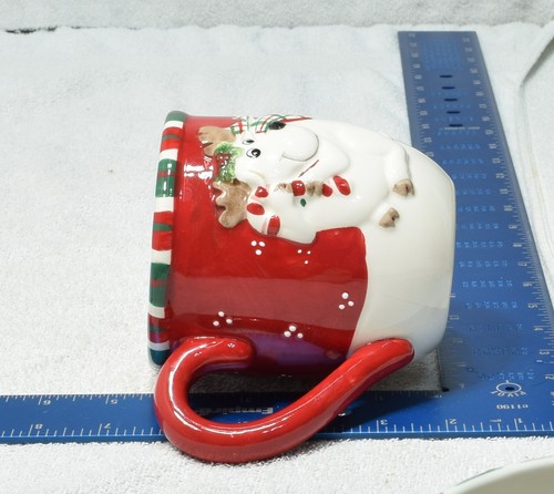 FITZ AND FLOYD ESSENTIALS PLAID CHRISTMAS Reindeer Cookie Plate & Mug - Picture 7 of 7