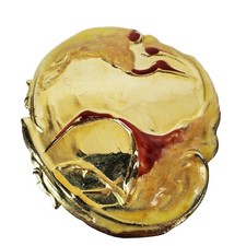 Vintage Charmant Japan Gold Red Enamel Abstract Crane Belt Buckle Bird Design