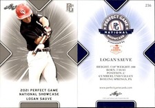 LOGAN SAUVE 2021 LEAF PERFECT GAME NATIONAL SHOWCASE ROOKIE CARD #236