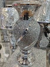 30cm Decorative Silver Vase Twist Shiny Stunning Mirror Vase Ornament Bling Sprl