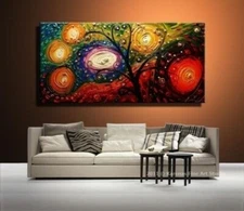 LMOP0664L 100% Handmade Painted Modern Tree Abstract Art Oil Painting On Canvas