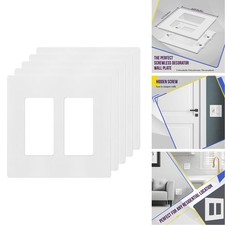ENERLITES 2-Gang White Screwless Decorator Wall Plate Outlet Cover 5 Pack