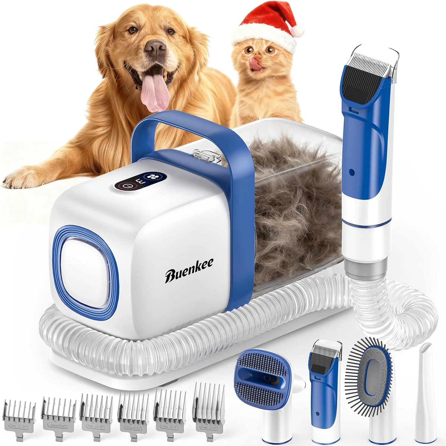 Dog Grooming Kit with Vacuum, 15000Pa Pet Hair Clipper and Shedding Brush, 50Db