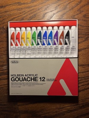 Holbein Acrylic Gouache Colors School Set Of 12 - D981 - New In Box Artists