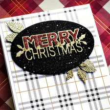 MERRY CHRISTMAS with Holly Leaves Metal Cutting Die , Scrapbooking , DIY . CC6