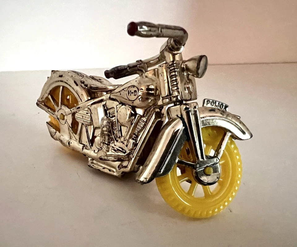 VINTAGE 1950's THOMAS TOYS HARLEY-DAVIDSON POLICE MOTORCYCLE-GOLD PLATED-VG-HTF - Image 3 of 4