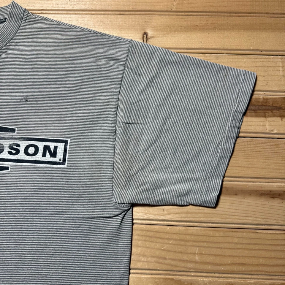 Camiseta Harley Davidson vintage años 90 micro rayas puntada única - talla grande Foto 4 de 4