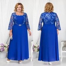 Royal Blue Mother of The Bride Dresses Beaded Lace Wedding Guest Dress Chiffon