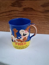 Vintage 80's Nestle Quik 3D Bunny Rabbit Blue Plastic Chocolate Mug Cup