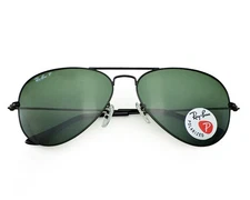 Ray-Ban Sunglasses RB3025 Aviator Classic 58mm Black Frame Polarized Green Lens