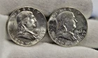 (2) 1962 US Franklin Halves 50c Nice Uncs