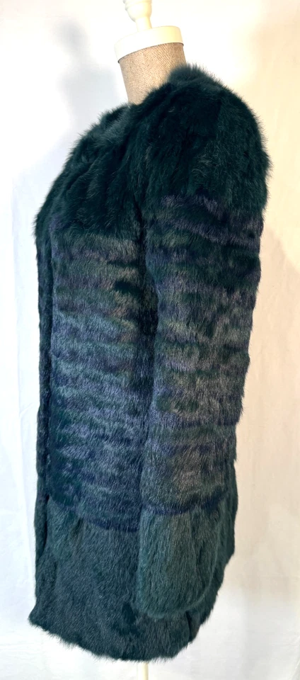 Abrigo Chaqueta Maje Paris Genuino Lujoso Piel de Conejo Verde Oscuro Mujer Talla 36 Talla M Foto 2 de 4