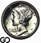 1943-D Mercury Dime, Full Split Bands, Superb Gem BU++ FSB