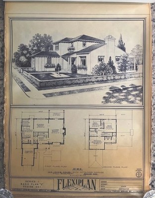Vintage 1948 Spanish Colonial Home Blueprint Triflex Service Washington DC Plan