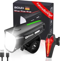 Bolei Led Fahrradlicht Set 100 Lux| Stvzo Zugelassen Fahrradlampe |Fahrradbeleuc