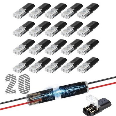 20 Pcs Double Wire Plug in Connector Quick Push Lever 2 Pin