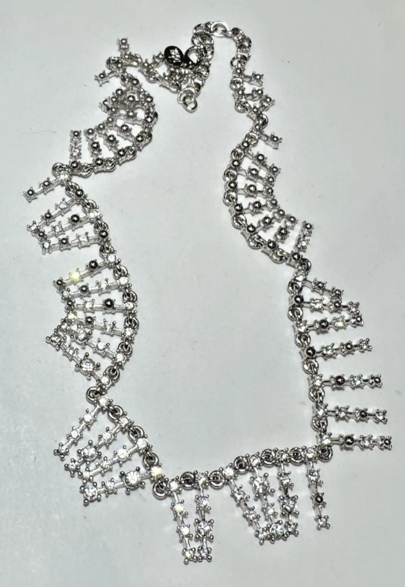 Collana Choker In Cristallo Lucido Argento Di Joan Rivers 17,5" - Immagine 3 di 4