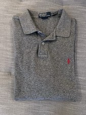 Polo Ralph Lauren Men's Gray Custom Fit Polo Shirt Red Pony Logo XL Short Sleeve