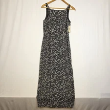 Vintage Esprit De Corp Maxi Dress NWT Black White Dot Print Size 7/8
