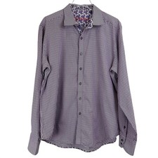 Robert Graham Men XL Classic Egyptian Cotton Button Down FLIP CUFF PURPLE CHECK