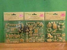 Crafter's Square Gold Puffy Happy Birthday/Home & Summer  Scrapbooking Stickers