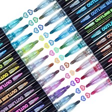 Glitter Markers Outline Glitter Pens: 24 Shimmer Metallic Tween Teen Girl Gifts