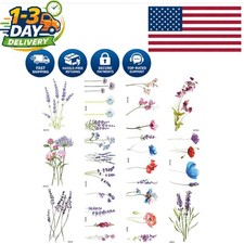 Elegant 12-Piece Lavender Temporary Tattoo Collection - Non-Toxic Waterproof