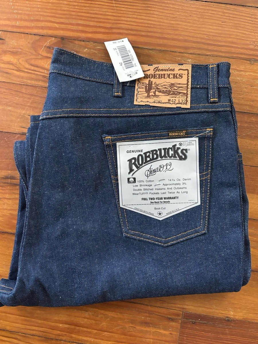 Sears Roebucks Western Wear Dark Blue Denim Jeans 42X32 Vintage