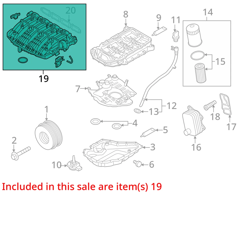 Оригинальный впускной коллектор в сборе для Volkswagen Atlas Jetta GTI 2015-2025 годов выпуска - Изображение 3 из 4