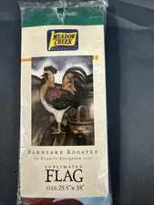 Barnyard Rooster - Laurie Korsgarden - 38x25.5 Flag - Meadow Creek - New