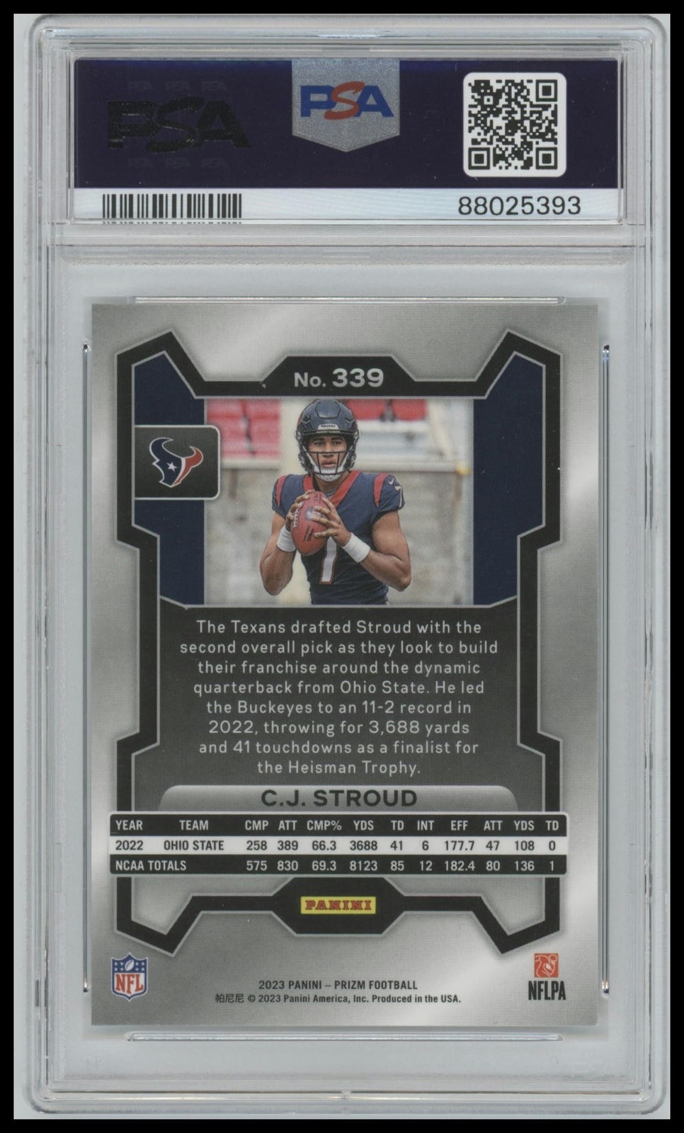 2023 Panini Prizm C.J. Stroud Rookie PSA 10 (A1) view 2