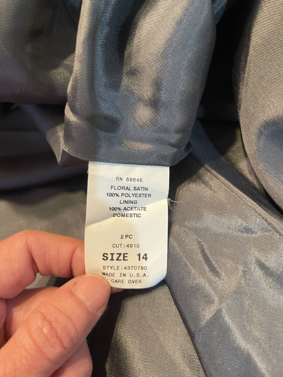 NWT ABS Garden Formal Grey Satin With Corset Floral Gown With