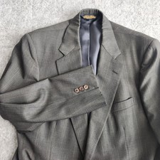 Vtg Brooks Brothers Makers Golden Fleece Windowpane Wool Blazer Men 42L Gray USA