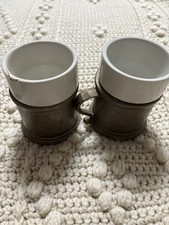 VNTG Wilton Pewter Mugs With White Ceramic Insert Made In USA