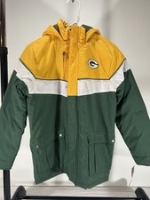 NWT NFL Team Apparel Green Bay Packers Youth Med. Quilted Full Zip Hooded Jacket