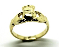 9ct 375 Solid Yellow Gold Claddagh Celtic Friendship Ring In Your Size large 