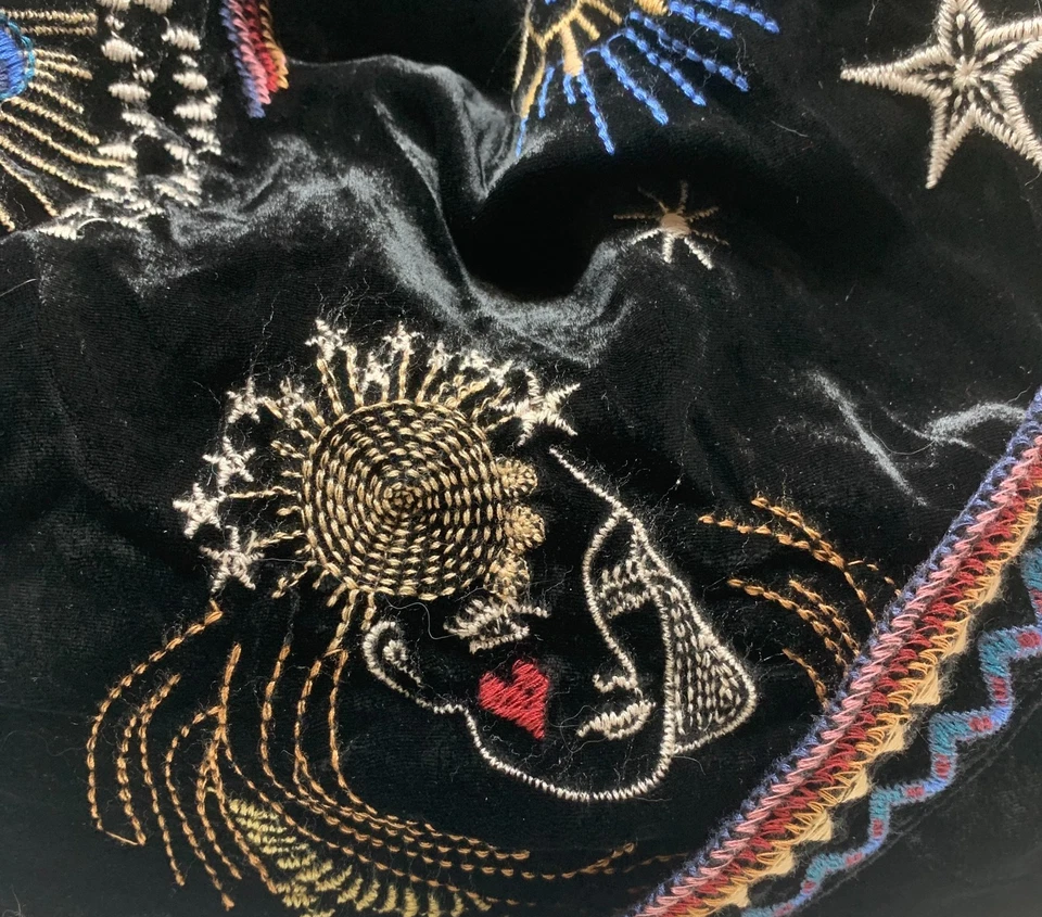 Bolso de Mano Johnny Was Victoria Terciopelo Vintage Negro Bolso Cartera Galaxy Celestial Foto 3 de 4