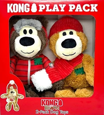 Kong Wild Knots 2 Pack Toys-Soft, Squeaker, Knotted Staffed Plush Dog Toy-Gift