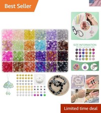 Complete Beading Kit: 24 Colors Glass Beads, Spacer Beads  String Included