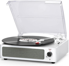 Vinyl Record Player with Speaker - Vintage Style 3-Speed Belt-Driven Turntable