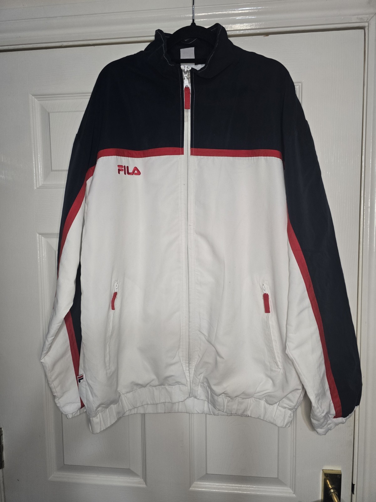 Fila Vintage Fila Track Jacket Xl Bianco Navy Leggero Logo Ricamato 639