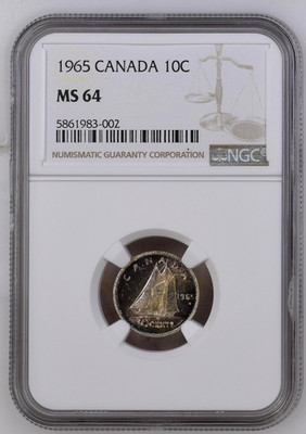 1965 CANADA Dime 10C CENTS Elizabeth II NGC MS 64 | eBay