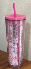 Starbucks Christmas 2025 Limited Edition Roller Rabbit 24oz. Cold Pink Tumbler