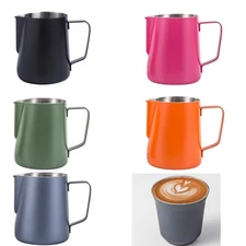 12/20oz Colorful Milk Frothing Pitcher with Clear Scale for Barista Coffee Bar 
