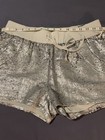 TRUE RELIGION WOMENS SEQUIN RUNNER SHORTS PALE AGAVE SILVER SHORTS SIZE L NEW — photo 6