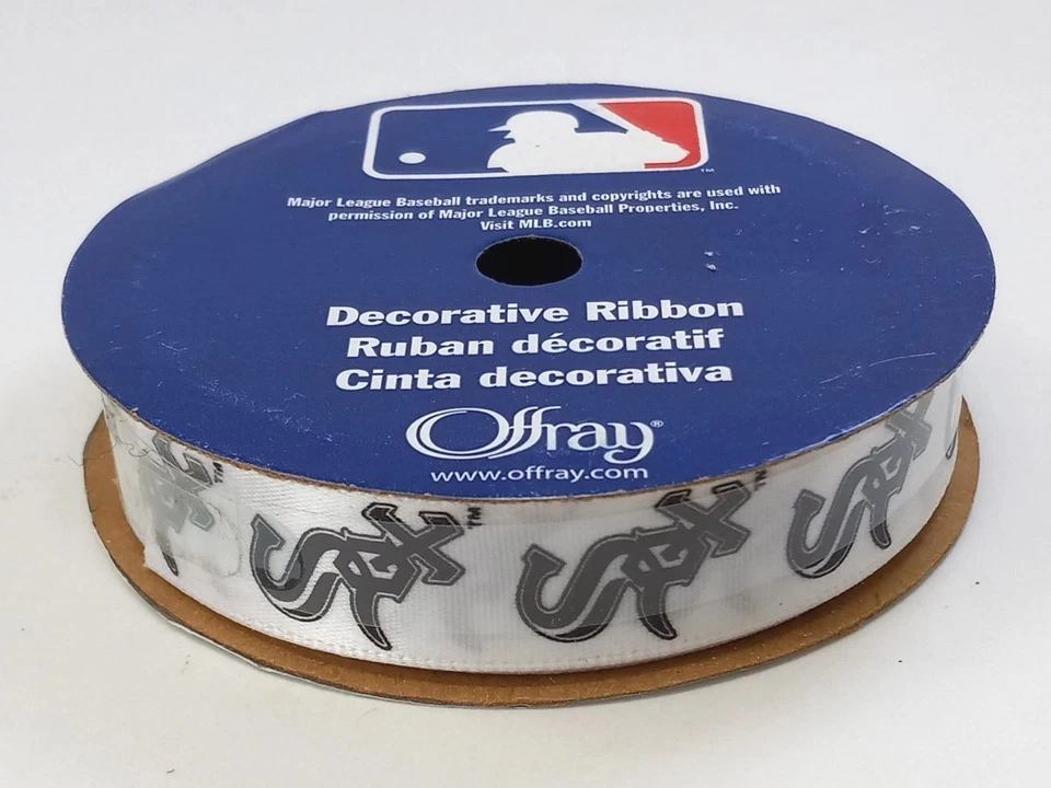 Cinta de béisbol de los Medias Blancas de Chicago MLB artesanal de 9 pies X .5/8" Ancho Blanco De Colección EE. UU. Nuevo Foto 2 de 4