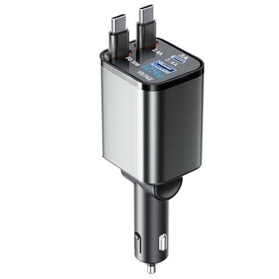 [Retractable Type-C Cables (2 Cables)] CARXtruck Cigarette Lighter Socket Car