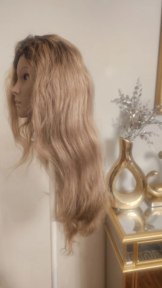Peruca de renda loira suja de alta qualidade 26 a 28 "lisa 150% cabelo humano virgem  - Imagem 3 de 4