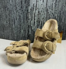 Vince. Glynn Beige Shearling Fur Sandals Size 36/6