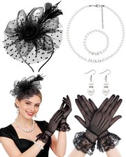 5 Pack Fascinators Hat for Women Tea Party Veil Mesh Headband Feather Hat Lac...